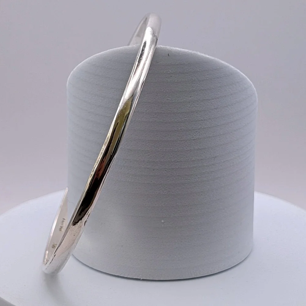 Mexican 925 Sterling Silver Minimalist Polished Round Bangle Bracelet 13.2g